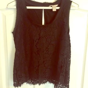 Banana republic black lace crop cropped top